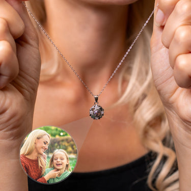 Flower Photo Necklace Photo Personalised Necklace - Photo Necklace - Photo Projection Necklace Necklace Brother & Sisters
